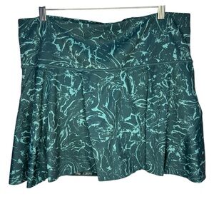 Athleta Ace Printed Tennis Skort Blue Green Ripple Marble Borealis Teal - 1X